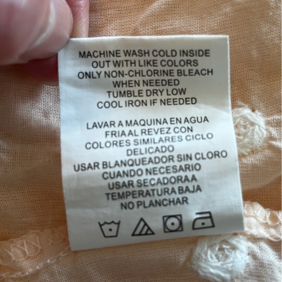 Copper Key Pastel Peach Sheer Textured Polka Dot Button Down Top Size Med - Picture 8 of 8